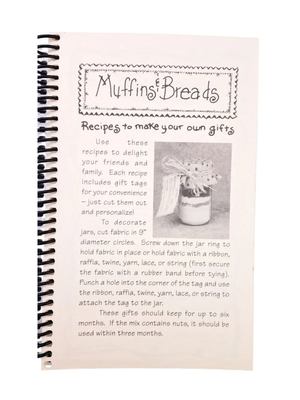 Vintage Gifts In A Jar Muffins & Breads Recipe Book Spiral-Bound 2001 DIY Ideas